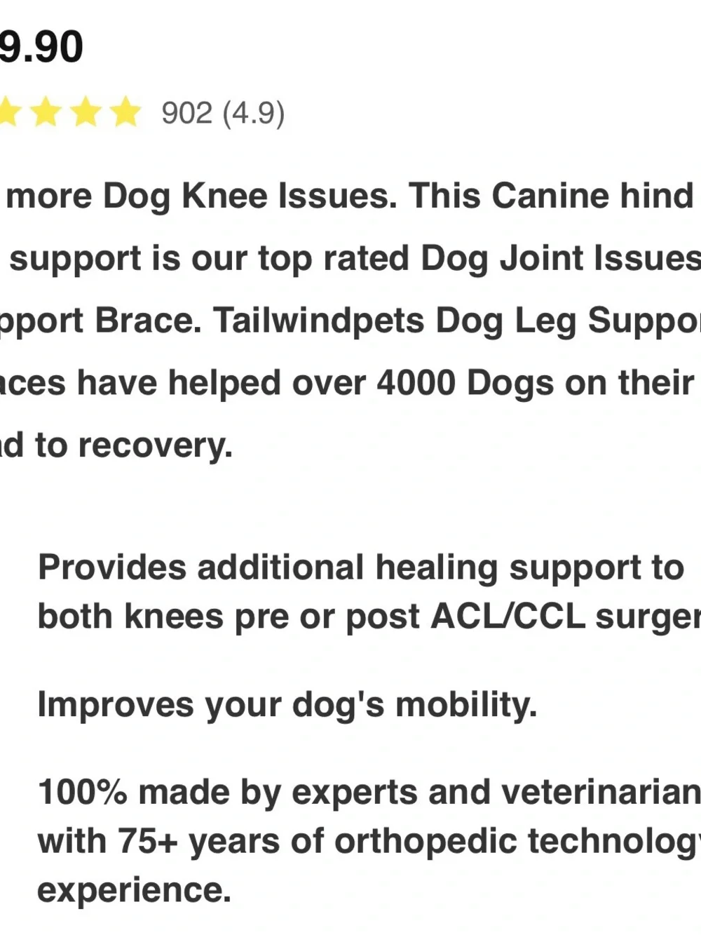 Black Double Knee Brace for Dogs - Cruciate Support & Pain Relief (L)